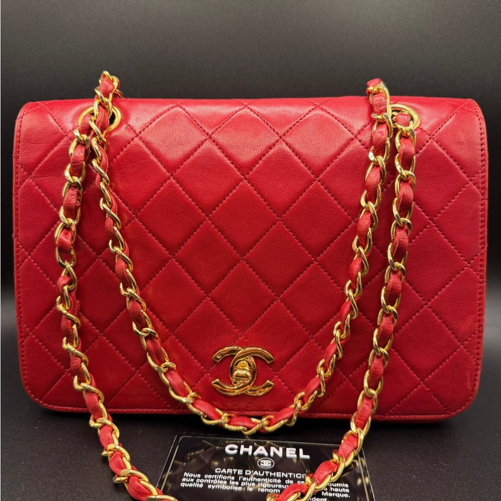 Chanel Red 1980’s Vintage 3 Way Full Flap Handbag